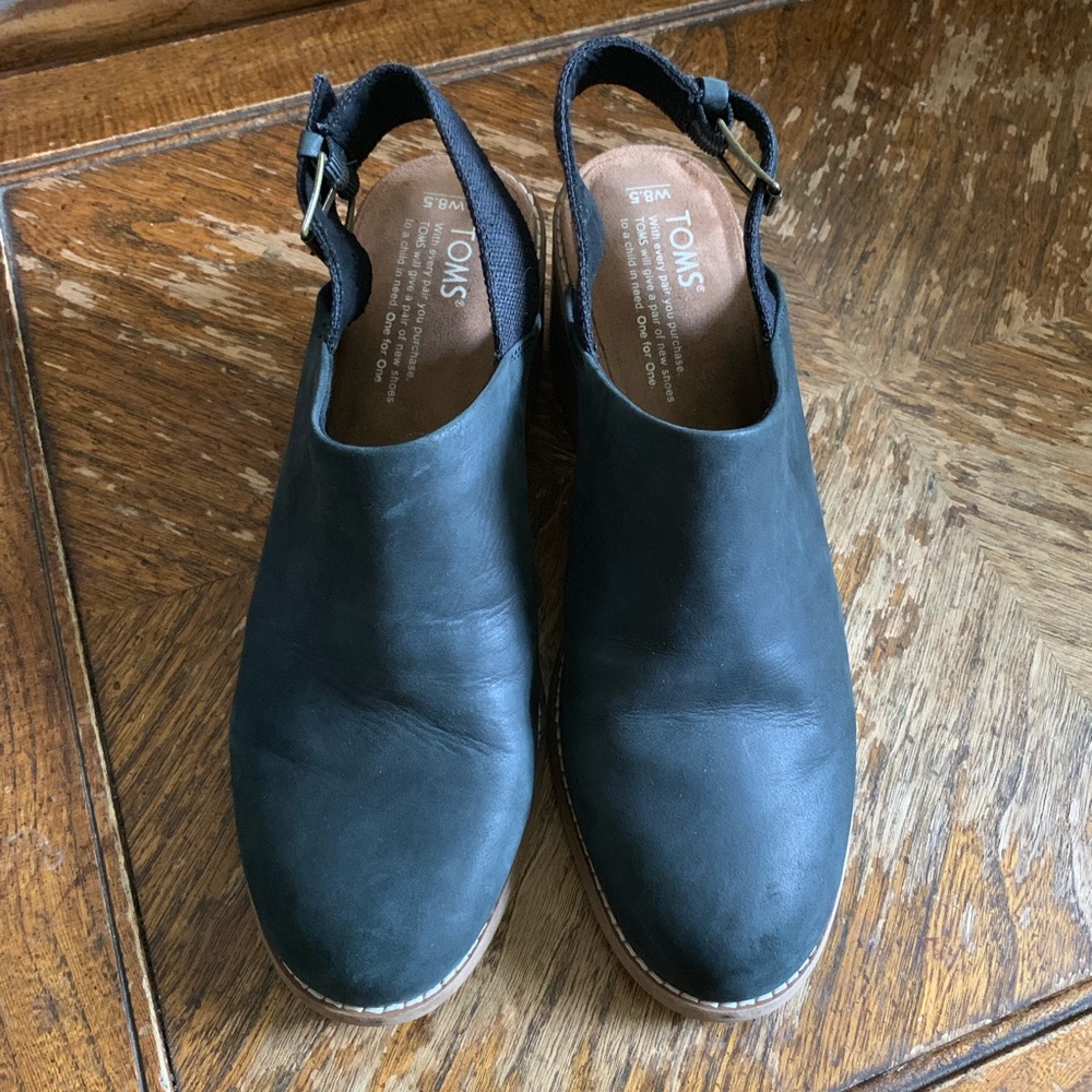 Toms Leila Slingback Mules Shoes Black 8.5